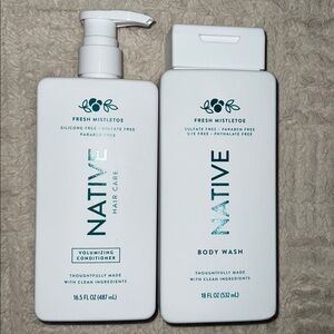 Native Fresh Mistletoe 18 oz body wash and 16.5 oz volumizing conditioner NEW